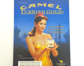 Camel Turkish Gold Print Ad Pleasure To Burn Retro Pinup Y2K 90s Wall Art Decor
