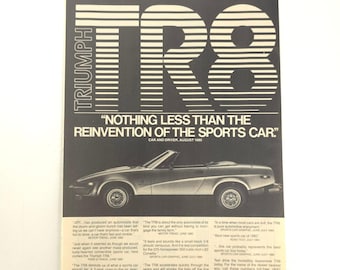 Vintage Triumph TR8 Convertible Print Ad Advertisement Garage Promo Decor 1981