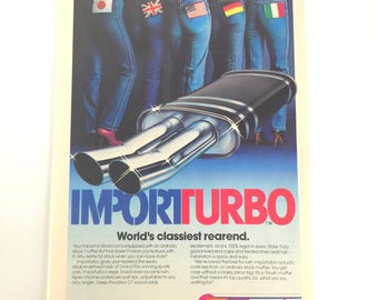 Vintage Import Turbo Thrush Exhaust Print Advertisement Garage Promo Decor 1981