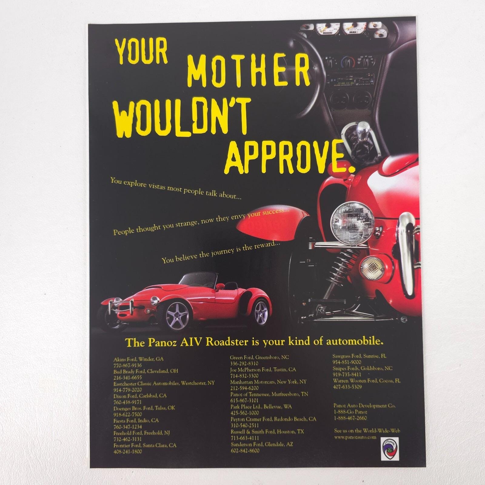 Panoz AIV Roadster Advertising Print Ad 1998 