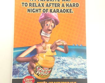 Kraft Cheez Whiz Print Ad 2001 Cheezy Guy Karaoke Y2K Kitchen Food Wall Decor