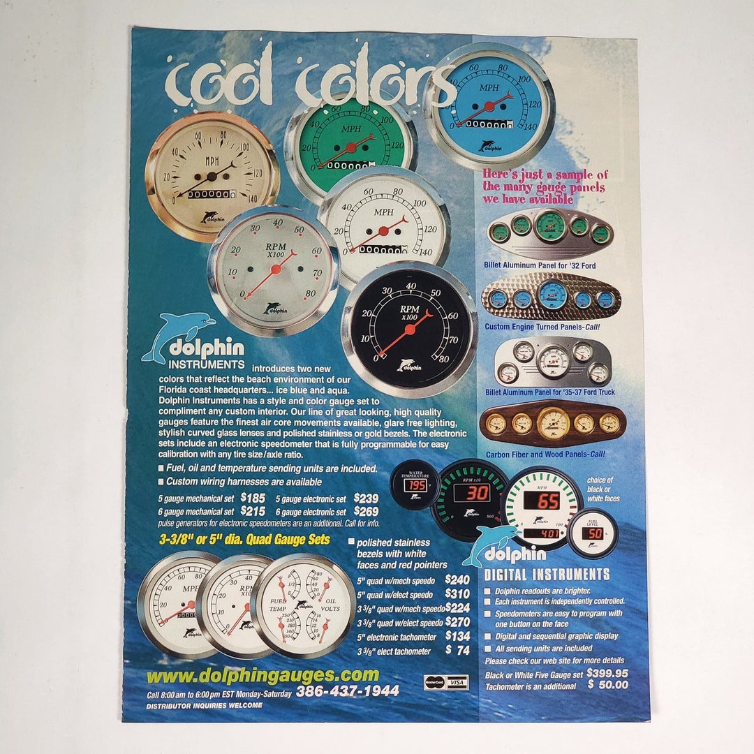 Vintage Dolphin Instruments cool Colors Print Ad 09/02 Rod & Custom 8.5 ...