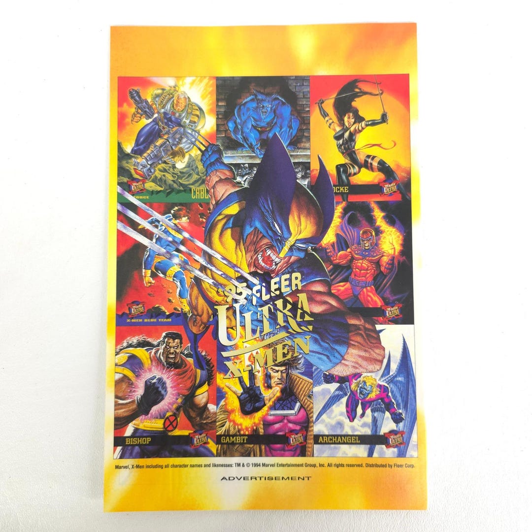 1995 Fleer Ultra X-men Print Ad Wolverine Gambit Cable Bishop