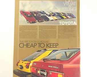 Vintage Toyota Corolla Print Ad Hatchback Garage Wall Art Advertisement 1980