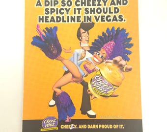 Kraft Cheez Whiz Salsa Print Ad 2001 Cheezy Guy Karaoke Y2K Kitchen Food Decor