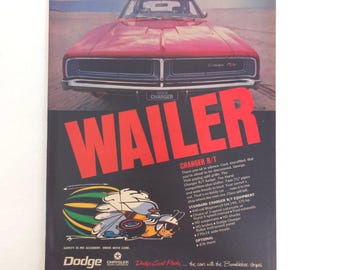 Vintage Dodge Charger RT Print Ad Performance Garage Wall Art Car Show Display