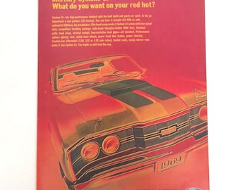 Vintage 1969 Mercury Cyclone CJ Print Ad Garage Wall Art Muscle Car Show Display