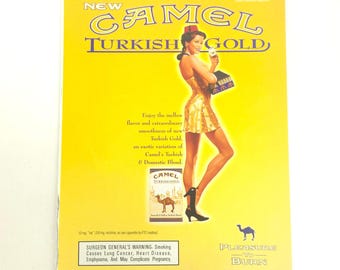 Camel Turkish Gold 2000 Print Ad Pinup Woman Vintage Cigarette Wall Art Decor