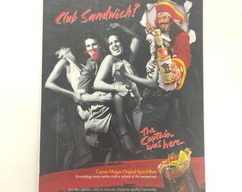 Captain Morgan Original Spiced Rum Print Ad Y2K Party Home Bar Wall Art Decor
