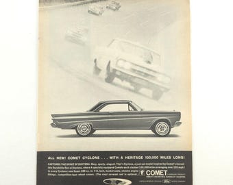COMET Cyclone 289 V8 Vintage Advertising Print Ad Upcycled Promo Daytona 1965