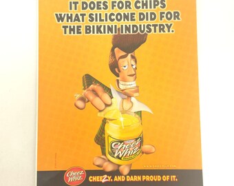 Kraft Cheez Whiz Original Print Ad 2001 Cheezy Guy Bikini Y2K Kitchen Food Decor