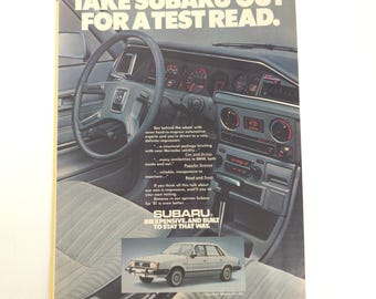 Vintage Subaru Print Ad Promotion Advertisement Garage Wall Art Promo Decor 1980