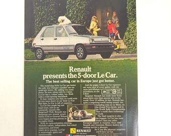 Vintage Renault Le Car 5-Door Print Ad Advertisement 1981 Garage Wall Art Decor