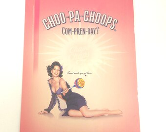 Chupa Chups Print Ad Y2K Pinup Woman Promo Lollipop Candy Wall Art Kitchen Decor