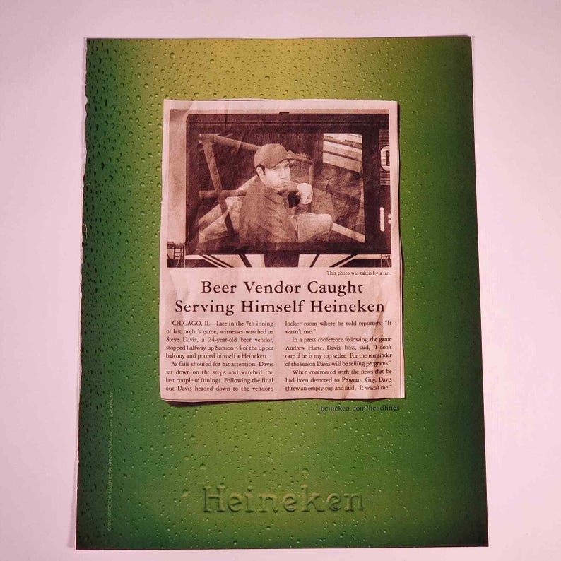 Heineken "Beer Vendor Caught Serving Himself" Vintage PrintAd 2003 Maxim 8.5x11" image 1