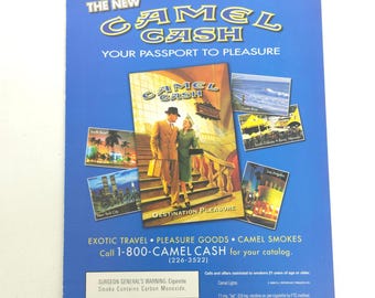Camel Cash Print Ad Passport To Pleasure Travel 90s Y2K Retro Wall Art Decor