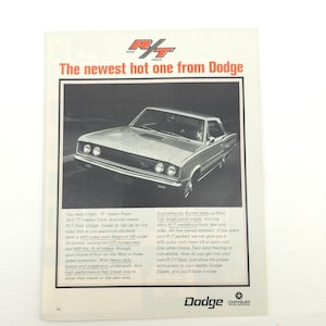 VTG 1967 Dodge Coronet R/T Advertising Print Ad Muscle Car Garage Wall Art