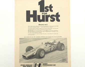 VTG Hurst 1969 STP Brawner Hawk Advertising Print Ad Mario Andretti Indy Car