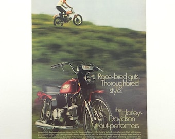 VTG 1970 Harley Davidson SS350 Advertising Print Ad Promo Art Sprint Dirt Bike