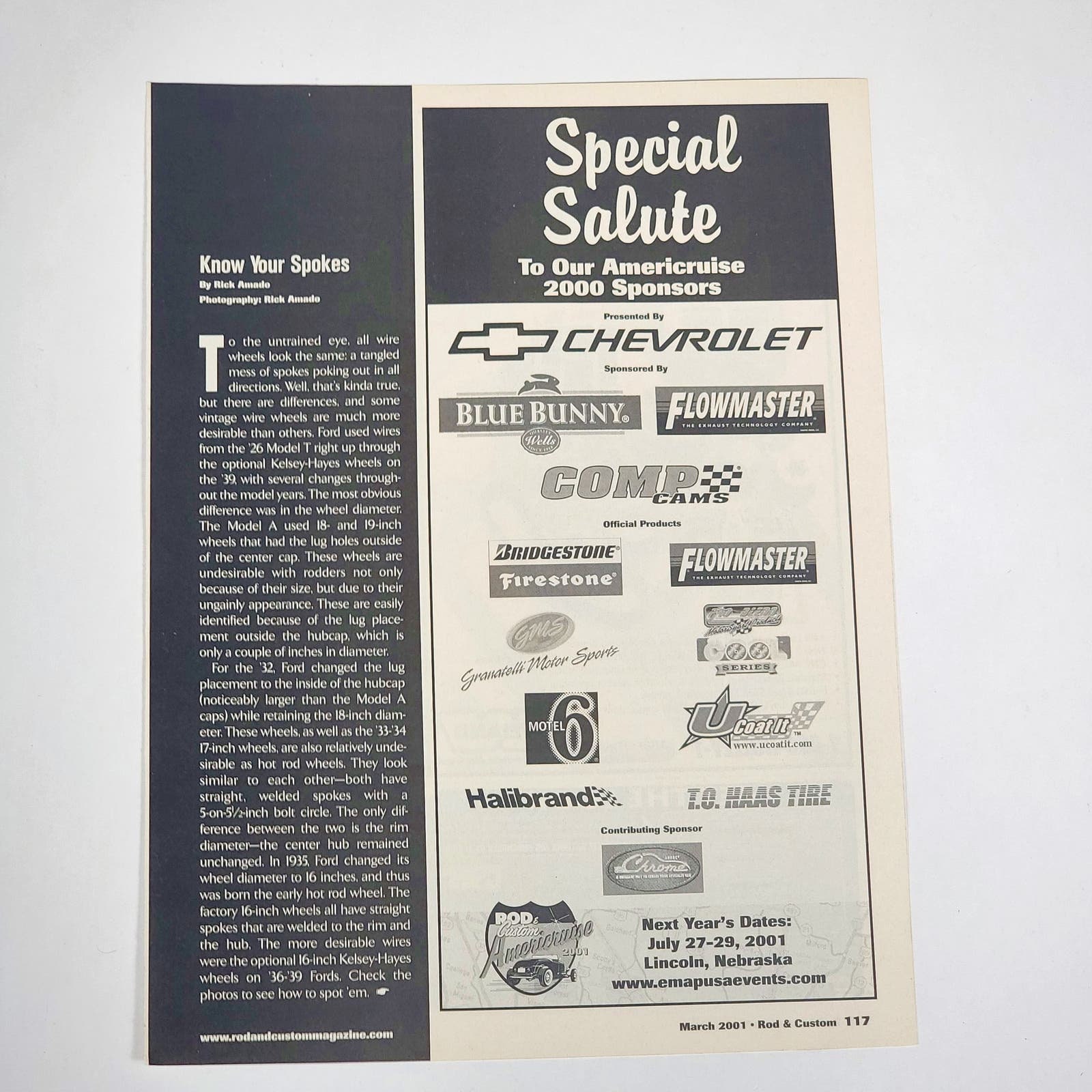 Spotter's Guide Wire Wheels Pictorial Print Ad 2001 Rod & Custom ...