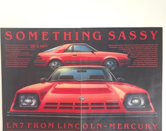 Lincoln Mercury LN7 Print Ad Vintage Garage Wall Art Decor Car Show Display 1981