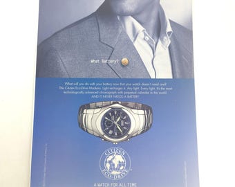 Citizen Eco-Drive Modena Watch Print Ad Y2K 2000 Chronograph Collector Wall Art