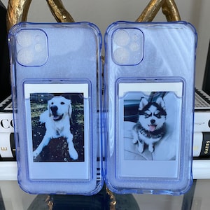 Purple Polaroid Photo iPhone Case | iPhone 11,12,13 Pro Max | Purple Card Holder Case For Apple iPhone Bumper Credit Slot | Instax Mini