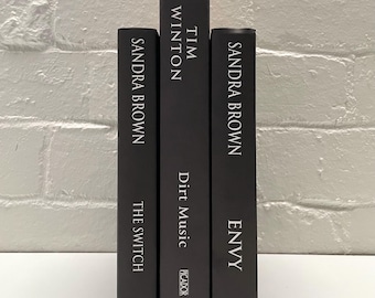 CLEARANCE Display Book Bundle, Decorative Book Set, Coffee Table Books, Farmhouse Bookshelf Decor, Staging Stack Black with White Lettering