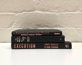 Decorative Books Stack Bundle of Black and Rose Gold Foil, Books by Colour