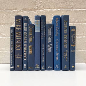 Blue Book Stack Decor, Decorative Hardcover Books for Coastal Shelf Styling, Coffee Table Display or Calm Modern Interiors