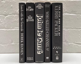 CLEARANCE Display Book Bundle, Decorative Book Set, Coffee Table Books, Farmhouse Bookshelf Decor, Staging Stack Black with White Lettering