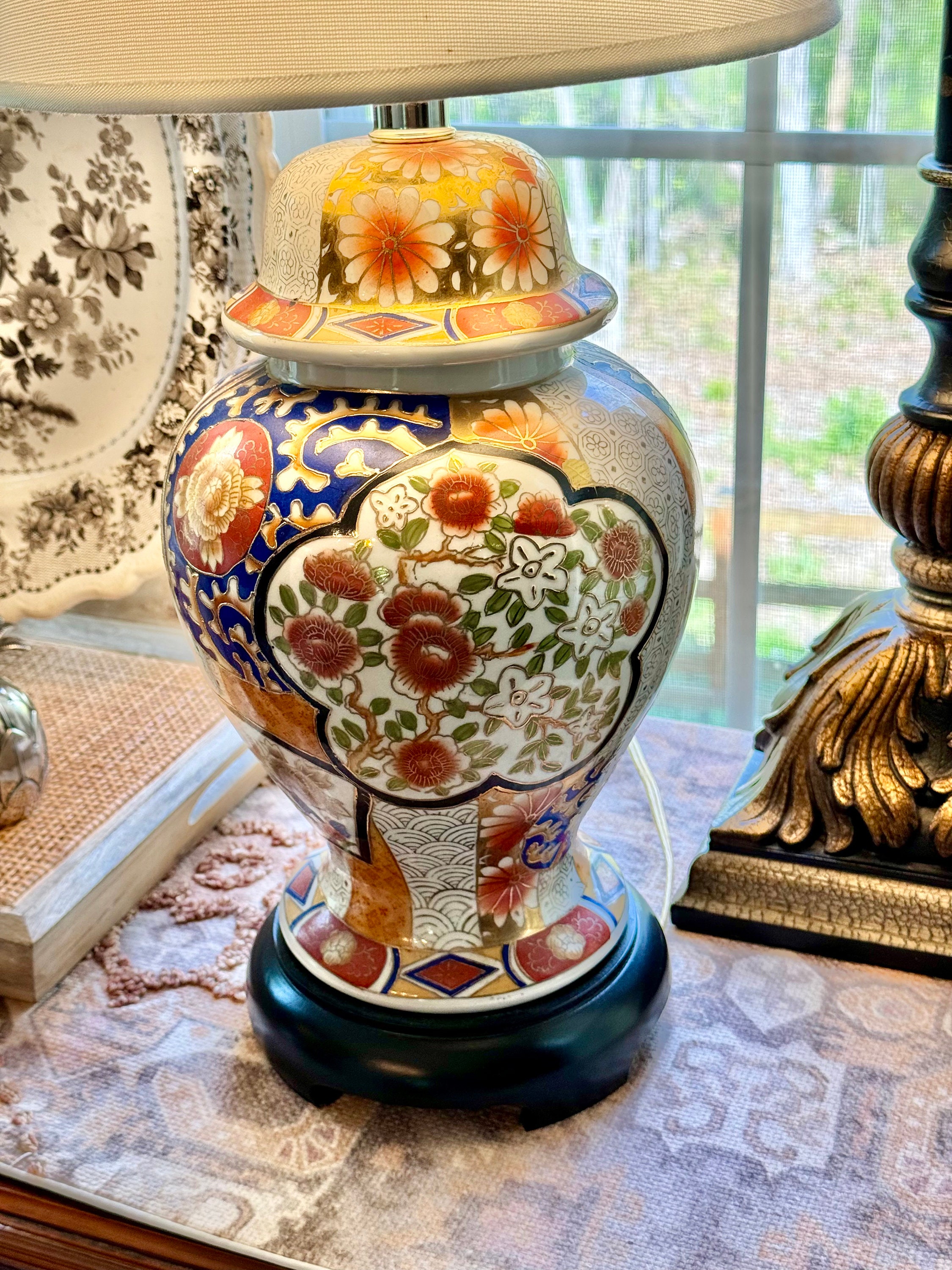 Japanese Imari Porcelain Ginger Jar Lamp With Wooden Base - Etsy