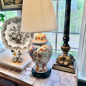 Japanese Imari Porcelain Ginger Jar Lamp With Wooden Base - Etsy