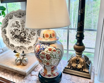 Japanese Imari Porcelain Ginger Jar Lamp With Wooden Base - Etsy