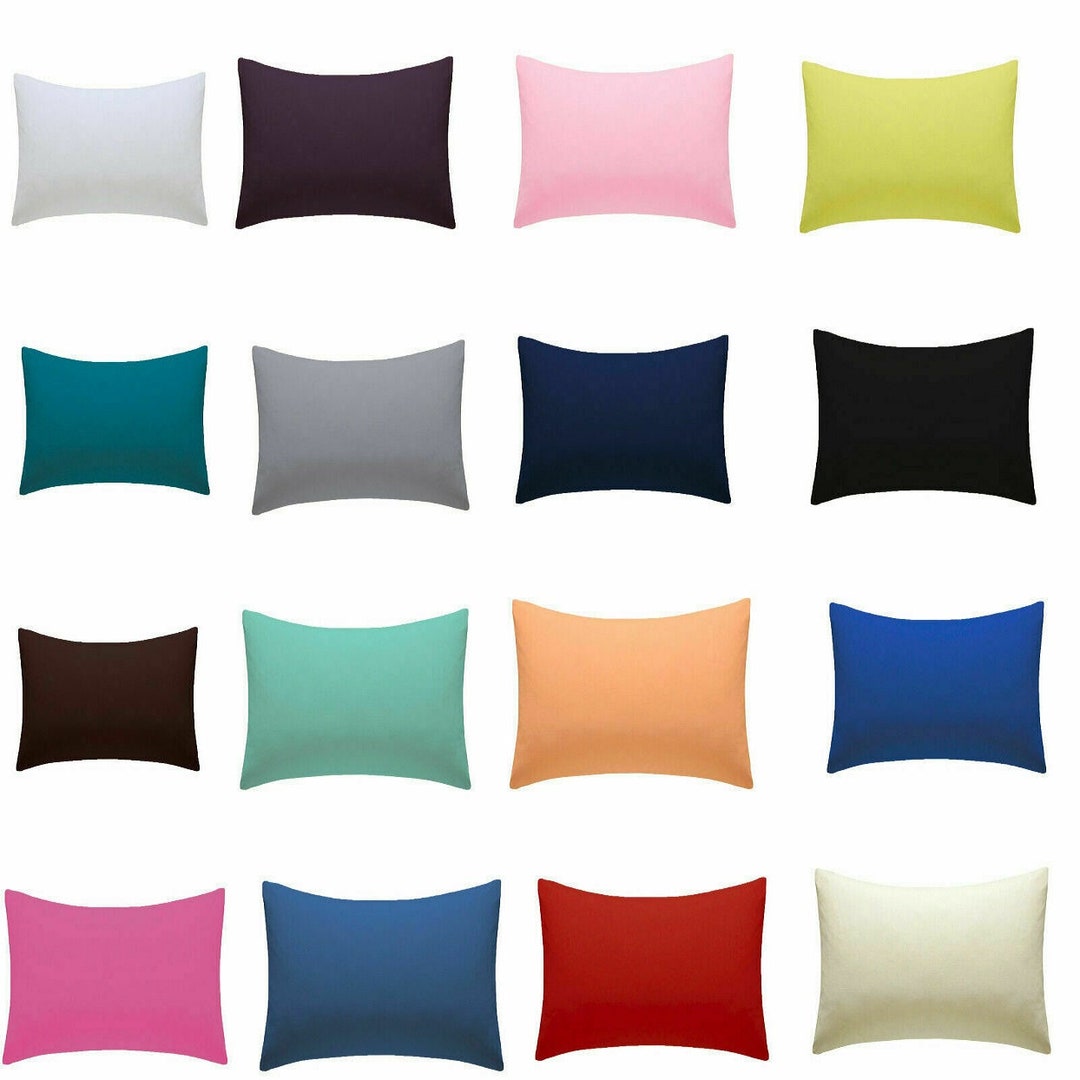 2 X Pillow Case Luxury Plain Dyed Poly Cotton Pair of Pillowcase Super