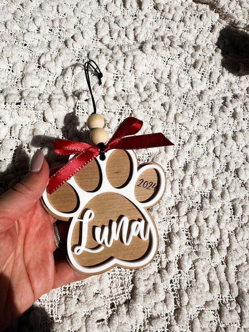 Dog/cat Paw Christmas Ornaments 2024 Animal Presents Personalised Pet