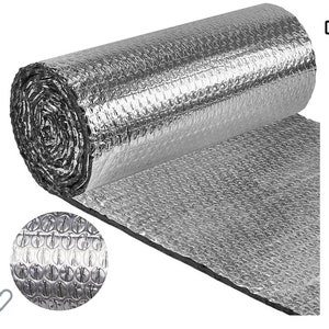 May include: A roll of silver bubble wrap insulation with a close-up of the bubble pattern.