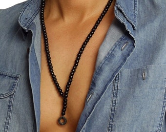 Collier surfeur en perles noires pour homme sauveteur Australie chapelet en bois perles homme string pendentif fête garçon vacances copain surf père cadeau