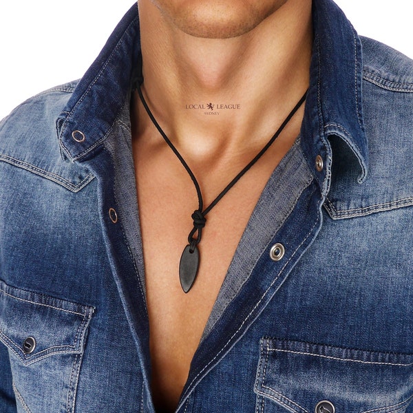 PLANCHE DE SURF pendentif noir collier homme cordon en cuir réglable surfeur australien homme vacances à la plage cadeau d'anniversaire pour lui hommes petit ami papa