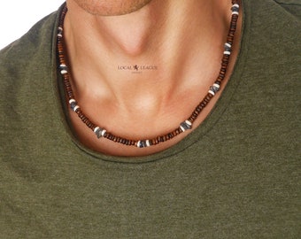 Mens kralen ketting Surfer houten stenen kralen AUSTRALISCHE stijl kralen choker vakantie strand vakantie verjaardagscadeau voor mannen vriendje papa