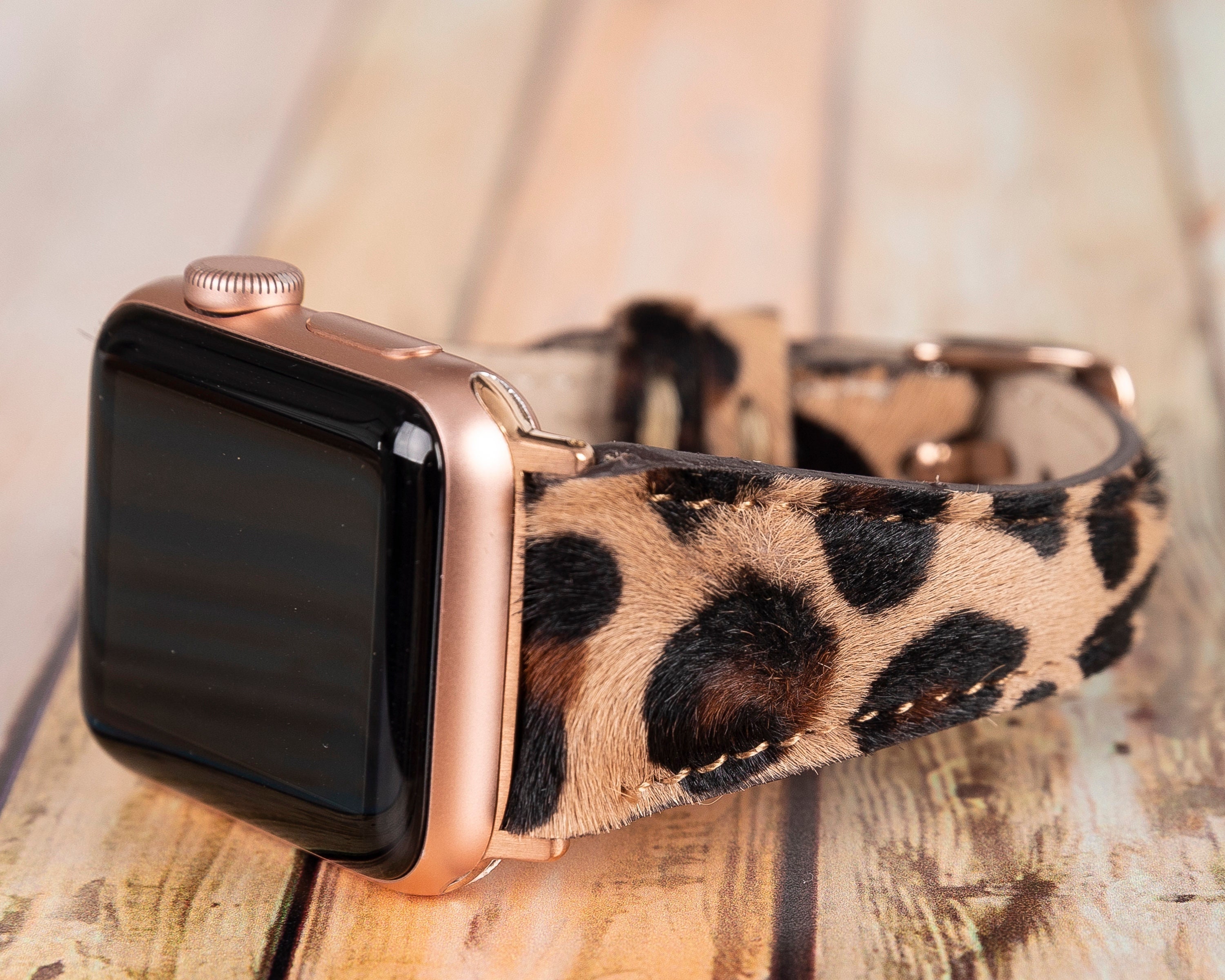 Leopard Print Engraved Watch Strap Compatible with Apple Watch Bands S –  KULTURE PRINT HOUSE