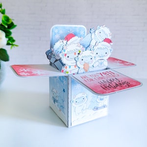 Carte de Noël sur le thème du Yéti, Carte boîte Yéti