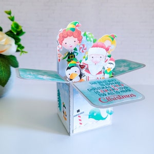 Carte boîte de Noël sur le thème des elfes