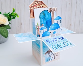 Greece Vacation Surprise Pop-Up Box Card