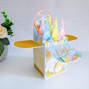 Boîte de Pâques, carte de voeux de Pâques, carte de gnomes de Pâques