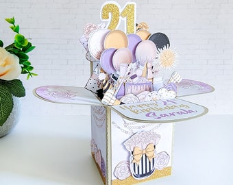 Custom Glam Milestone Birthday Box Card, Milestone Birthday Card