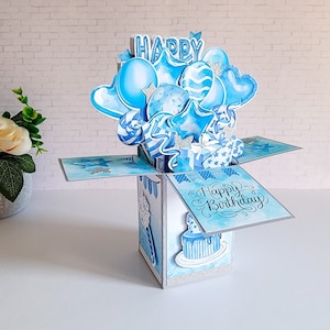 Carte d'anniversaire ballon, bleu