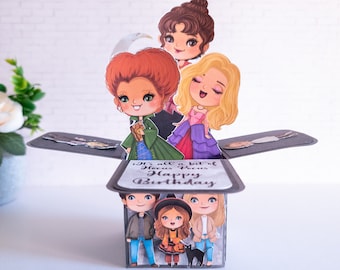 Witch Sisters Character Box Card, Spooky Horror Card