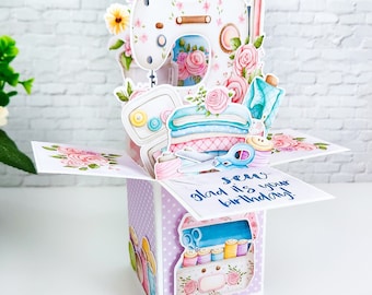 Sewing Pop-Up Box Card, Birthday Gift