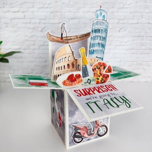 Carte Italie boîte surprise vacances, carte Surprise Nous partons en vacances
